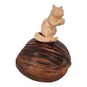 Vintage Hand Painted Ceramic Squirrel On A Nut Lidded Candy Dish Fall 7.5" High